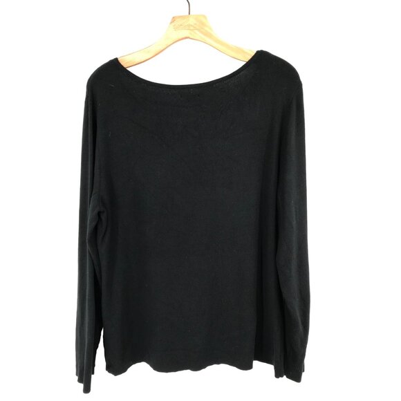 Chico's 3 Black Long Sleeve Top Size XL knit womens - Picture 6 of 8
